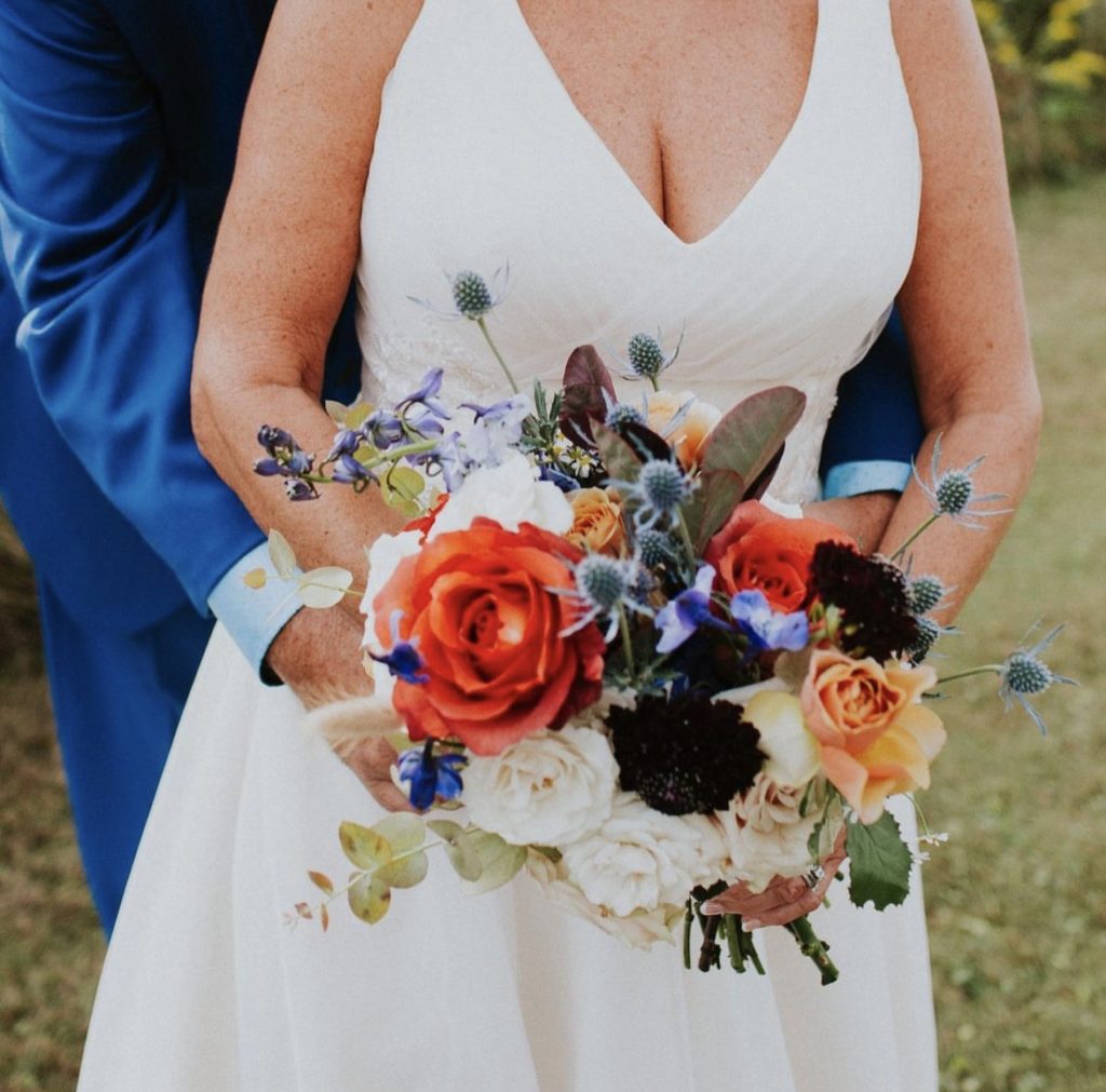 colorful bouquet by OBX Wedding Flowers