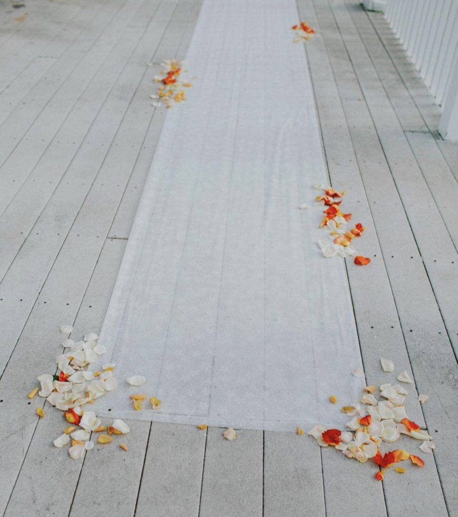 bride floral wedding aisle runner decorated by obx wedding flowers