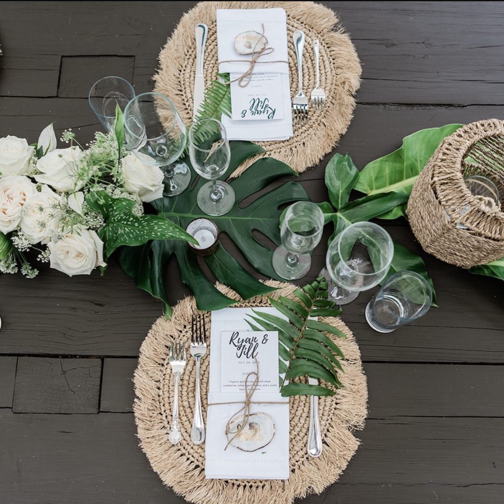 table placements obx wedding flowers