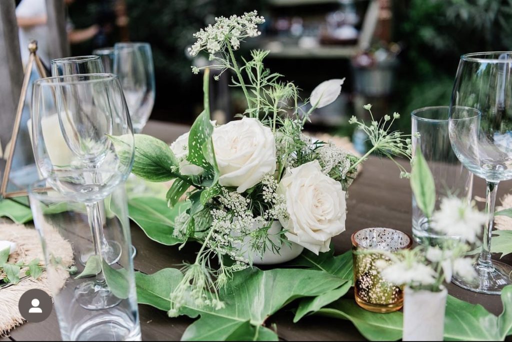 obx wedding flowers center arrangements on table
