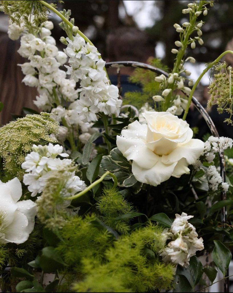 white flowers with greenery outer banks wedding obx wedding flowers